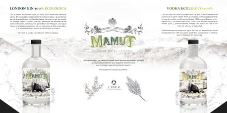 Banner con información detallada de Ginebra Mamut y Vodka ecológico Mamut de Destilerías Líber - Sabor Granada