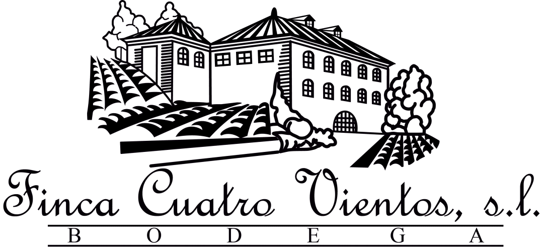 Logo Bodega Finca Cuatro Vientos en blanco y negro - Sabor Granada