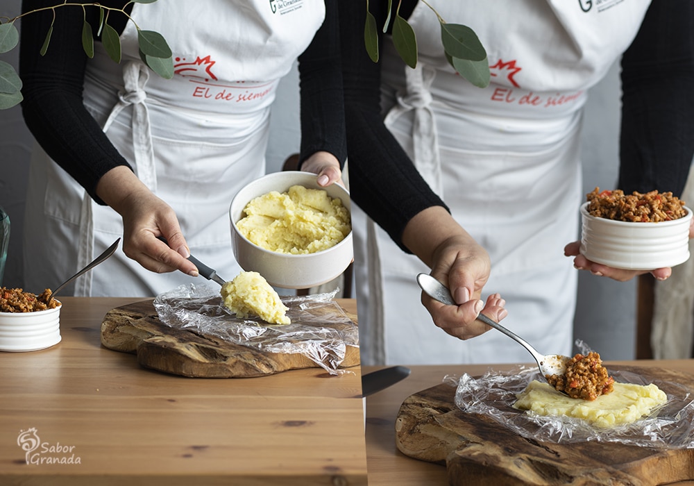 Pasos a seguir para rellenar las patatas - Sabor Granada